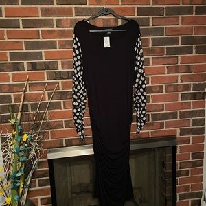 Black dress with polka dot mesh sleeves 18/20